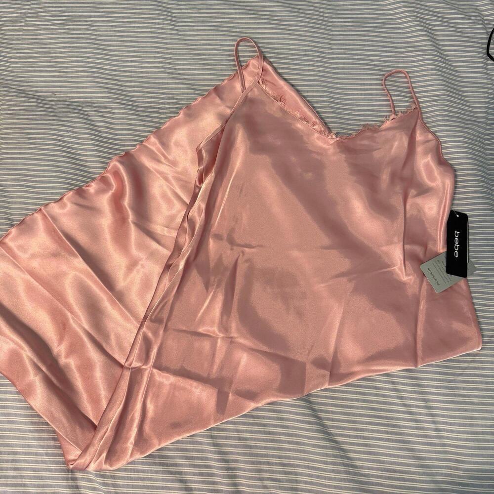 bebe Lace Trim Satin Slipdress - Picture 5 of 9